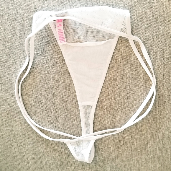 Victoria's Secret PINK Polka Dot Strappy Low Rise Thong V-String G-String Panty - Picture 6 of 11